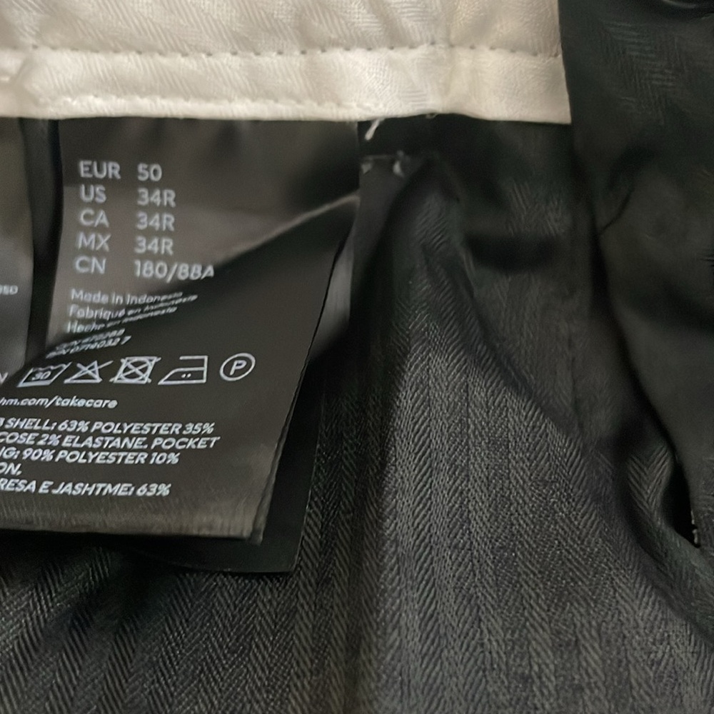 Sz 34R H&M Men's trousers grey skinny fit plaid white&black - Picture 8 of 16
